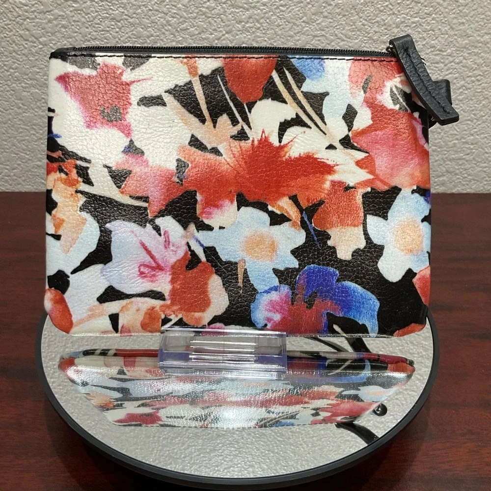 Lodis Floral Leather Wristlet Clutch – Vibrant Watercolor‎ Print